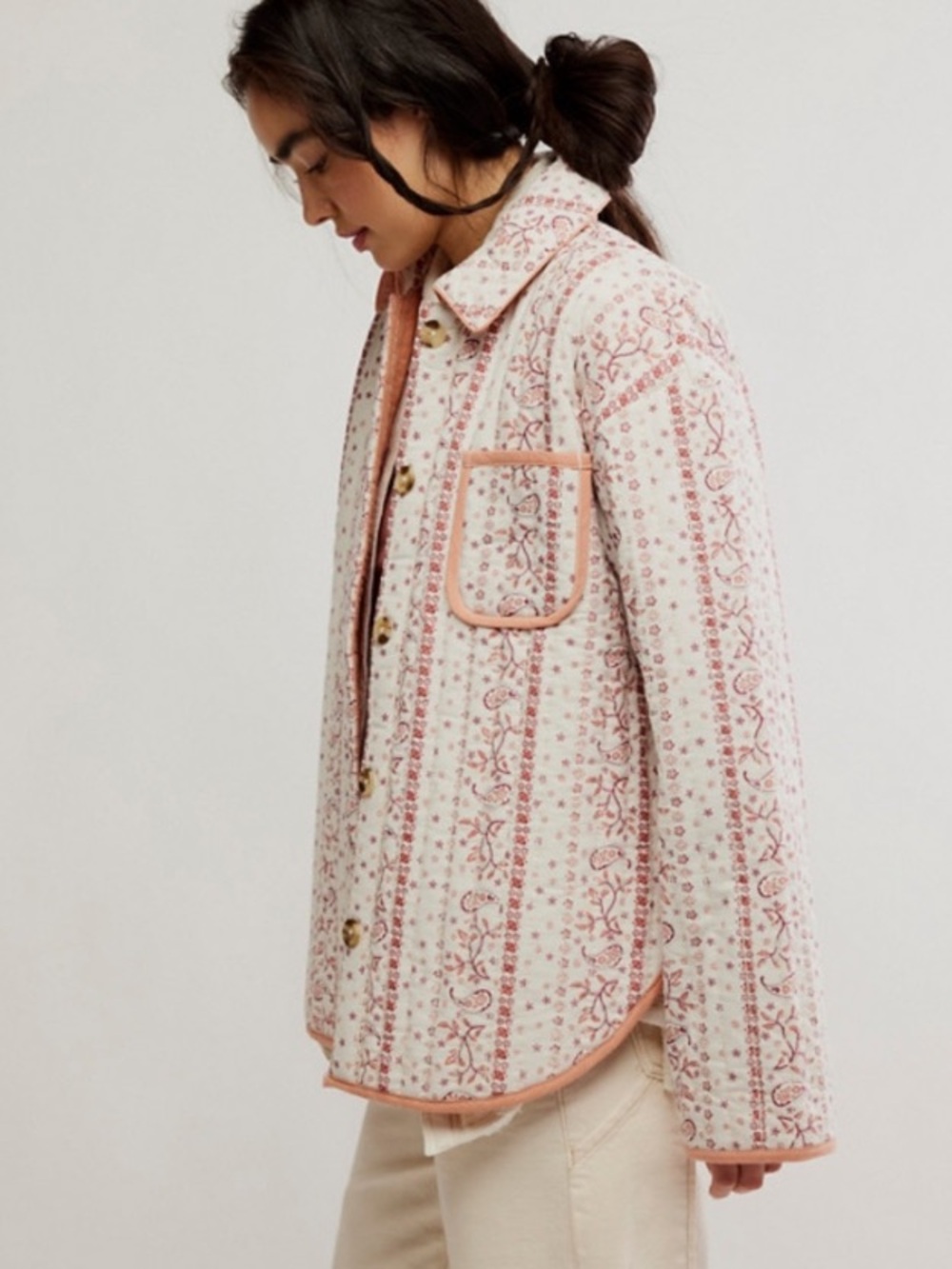 Free People Alexie Print Boxy Quilted Jacket-Size Medium MSRP $198 - Picture 2 of 11